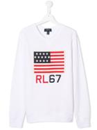 Ralph Lauren Kids Teen Usa Flag Print Sweatshirt - White