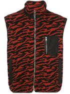Lost Daze Zebra Print Zip-up Vest - Red