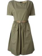 Fay Belted Dress, Women's, Size: L, Green, Cotton/spandex/elastane