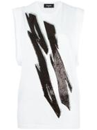 Dsquared2 Tiger Flash Sequinned Tank Top - White