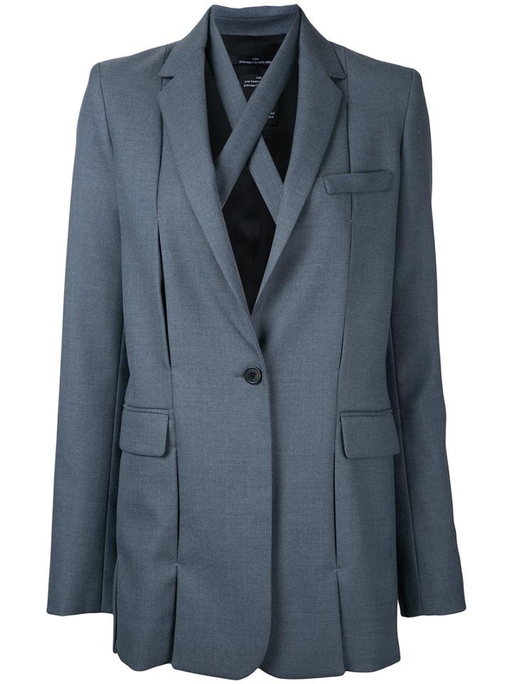 Rokh - Strap Detail Blazer - Women - Cupro/lambs Wool - 36, Grey, Cupro/lambs Wool
