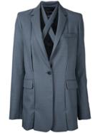 Rokh - Strap Detail Blazer - Women - Cupro/lambs Wool - 36, Grey, Cupro/lambs Wool