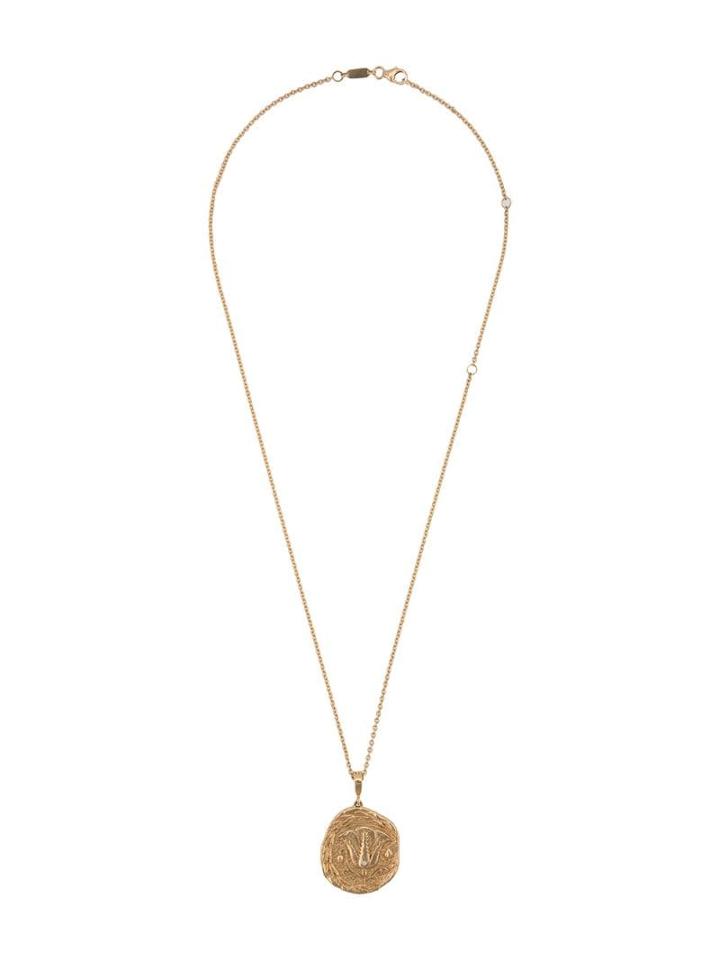 Azlee 18kt Gold Of The Earth Large Diamond Coin Necklace