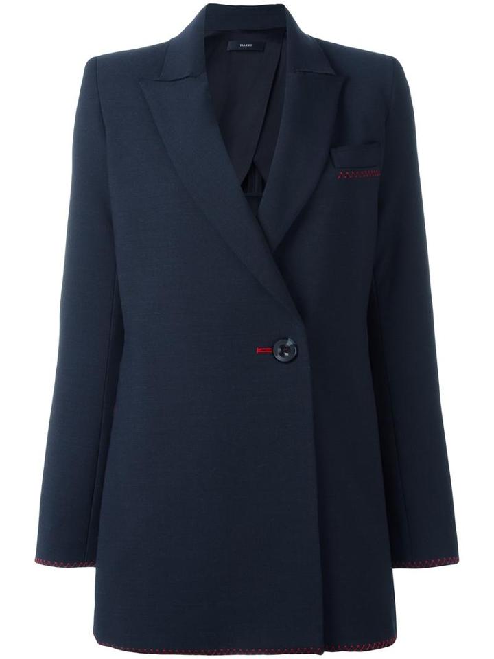 Ellery Stitching Detail Blazer, Women's, Size: Large, Blue, Polyester/wool/spandex/elastane/cotton
