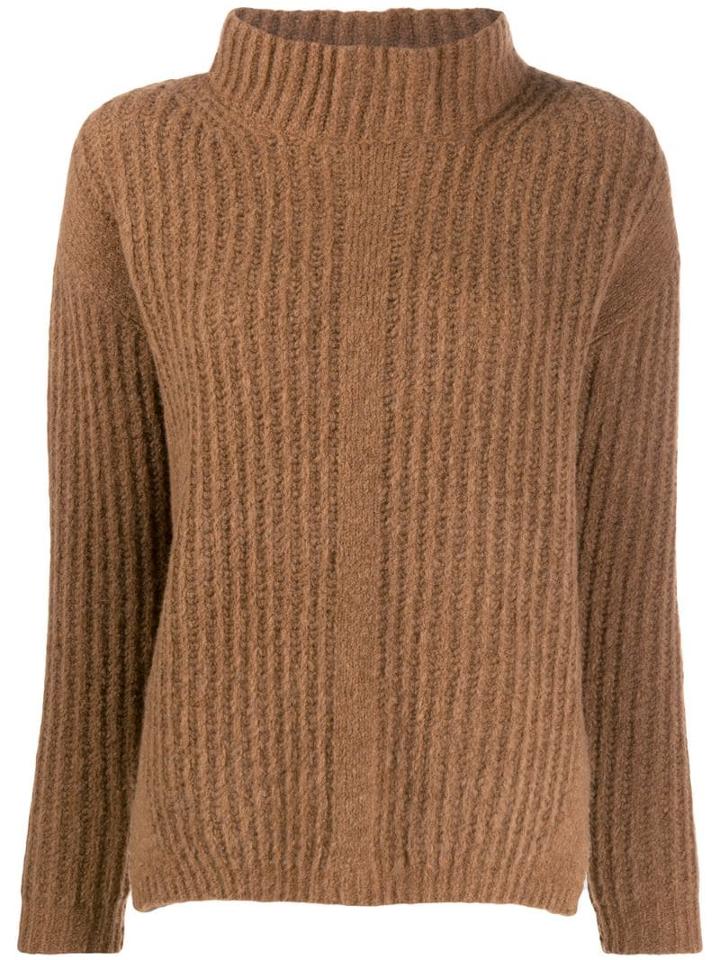 Luisa Cerano Turtleneck Ribbed Jumper - Brown