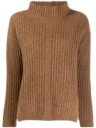 Luisa Cerano Turtleneck Ribbed Jumper - Brown
