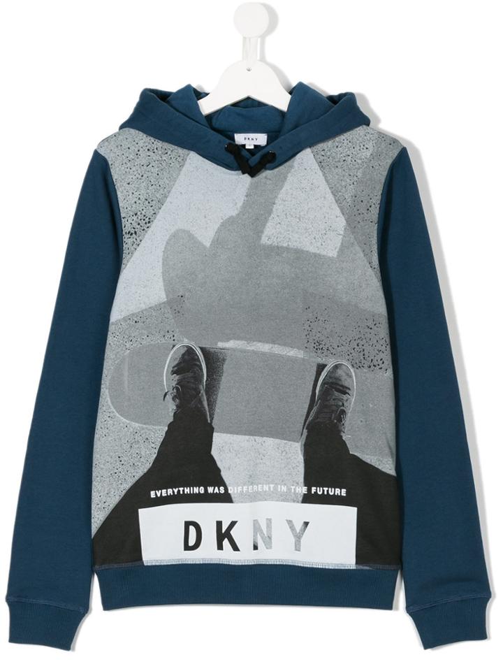 Dkny Kids Skateboarder Print Hoodie - Blue