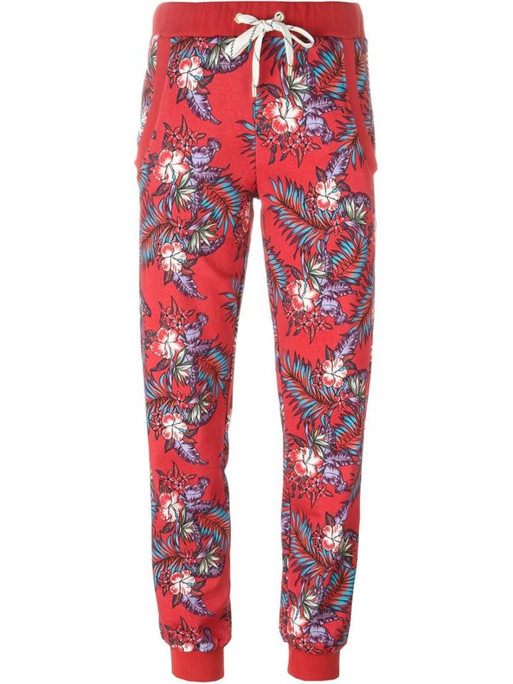House Of Holland Paradise Flower Print Sweatpant, Women's, Size: 10, Red, Cotton