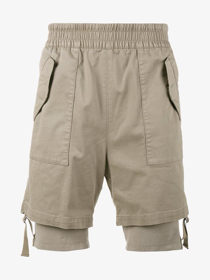 Helmut Lang Double Layer Cargo Shorts, Men's, Size: Medium, Nude/neutrals, Cotton/spandex/elastane/viscose