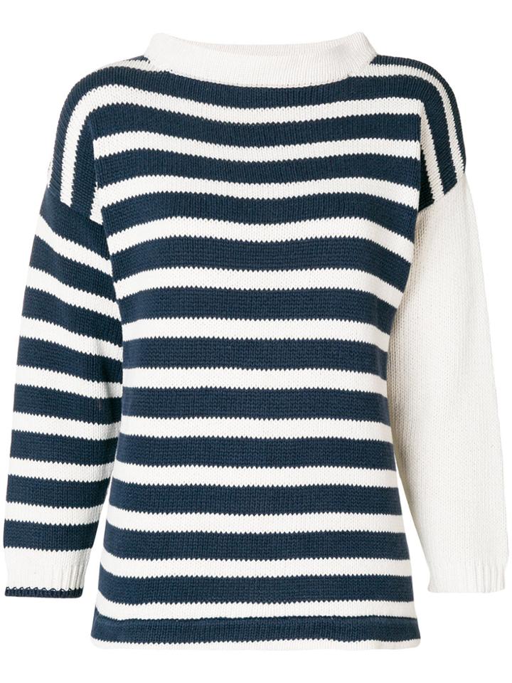 Issey Miyake Vintage Stripped Logo Knit Sweater - Nude & Neutrals