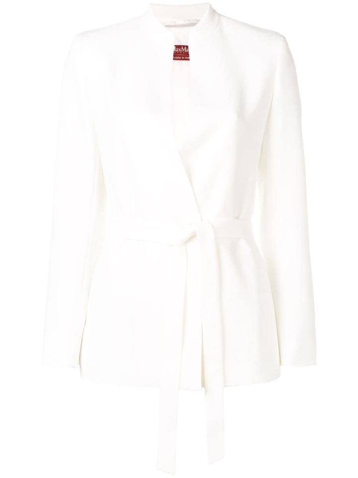 Max Mara Studio Minimal-cut Blazer With No Lapels - White