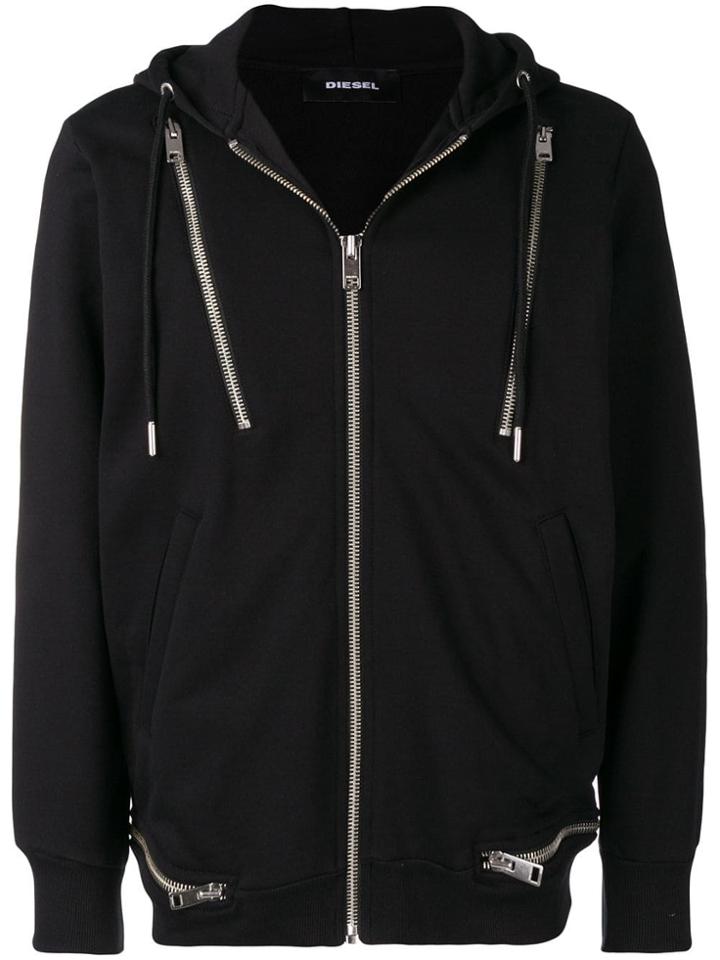 Diesel Zipped Hooded Cardigan - Black