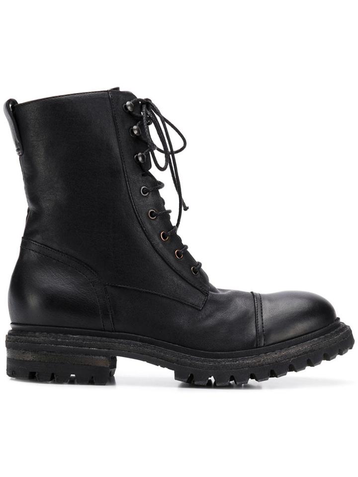 Del Carlo Lace-up Ankle Boots - Black