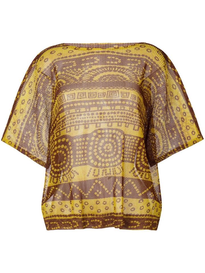 Pleats Please By Issey Miyake Short-sleeved Sweater - Yellow & Orange