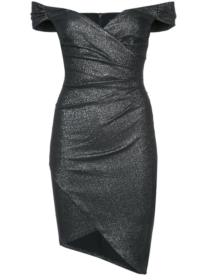 Nicole Miller Off Shoulder Gathered Dress - Black