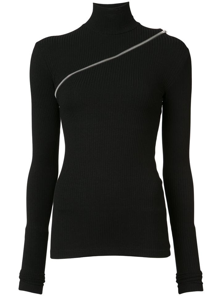 Yang Li - Asymmetric Zip Jumper - Women - Cotton/elastodiene - 42, Black, Cotton/elastodiene