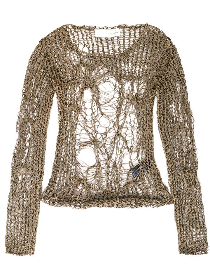 Isabel Benenato Netting Top - Brown