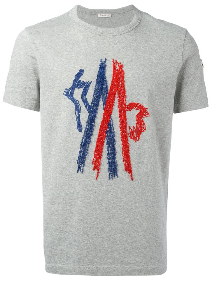 Moncler Graphic Print T-shirt, Men's, Size: Small, Grey, Cotton/polyester