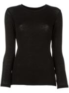 Issey Miyake Cauliflower Crew Neck Fine Knit Top, Women's, Black, Lyocell/wool/polyurethane