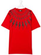 Neil Barrett Kids Teen Lightning Bolt Printed T-shirt - Red