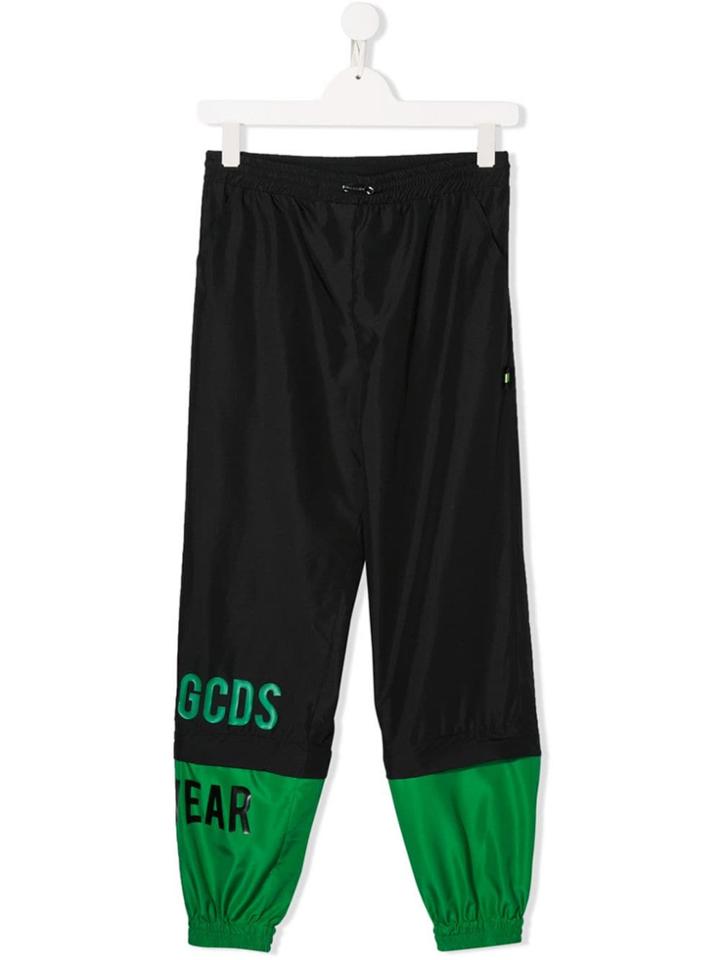 Gcds Kids Two-tone Logo Track Pants - Black