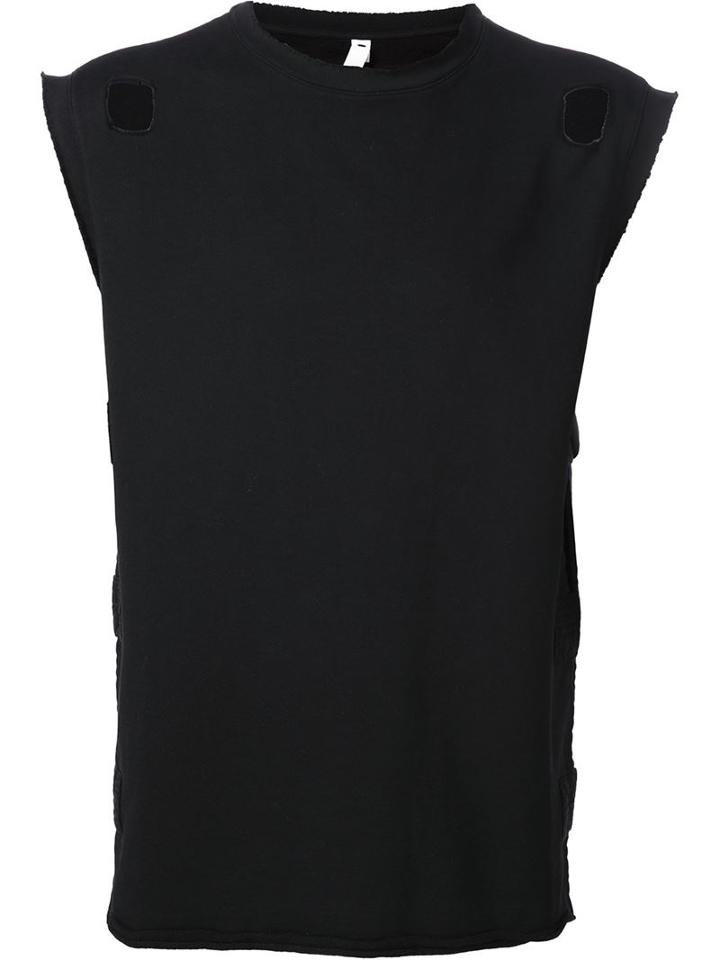 Damir Doma Distressed Sleeveless Sweatshirt, Men's, Size: S, Black, Cotton