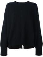 Helmut Lang Crew Neck Ribbed Sweater, Women's, Size: Xs, Black, Polyester/cashmere/wool