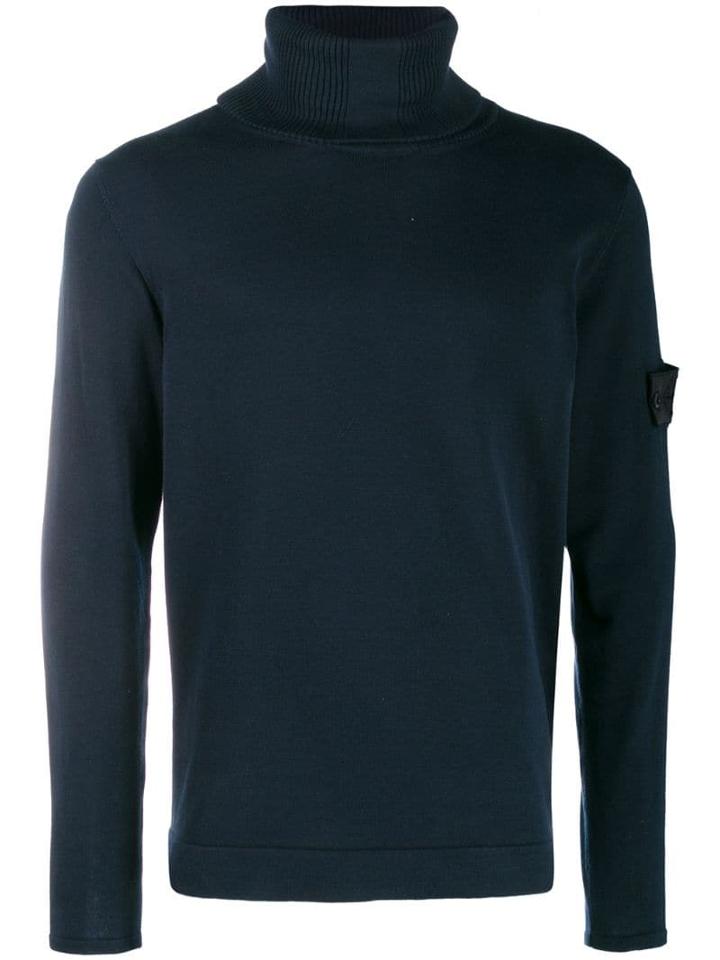 Stone Island Shadow Project Compass Badge Turtleneck Jumper - Blue