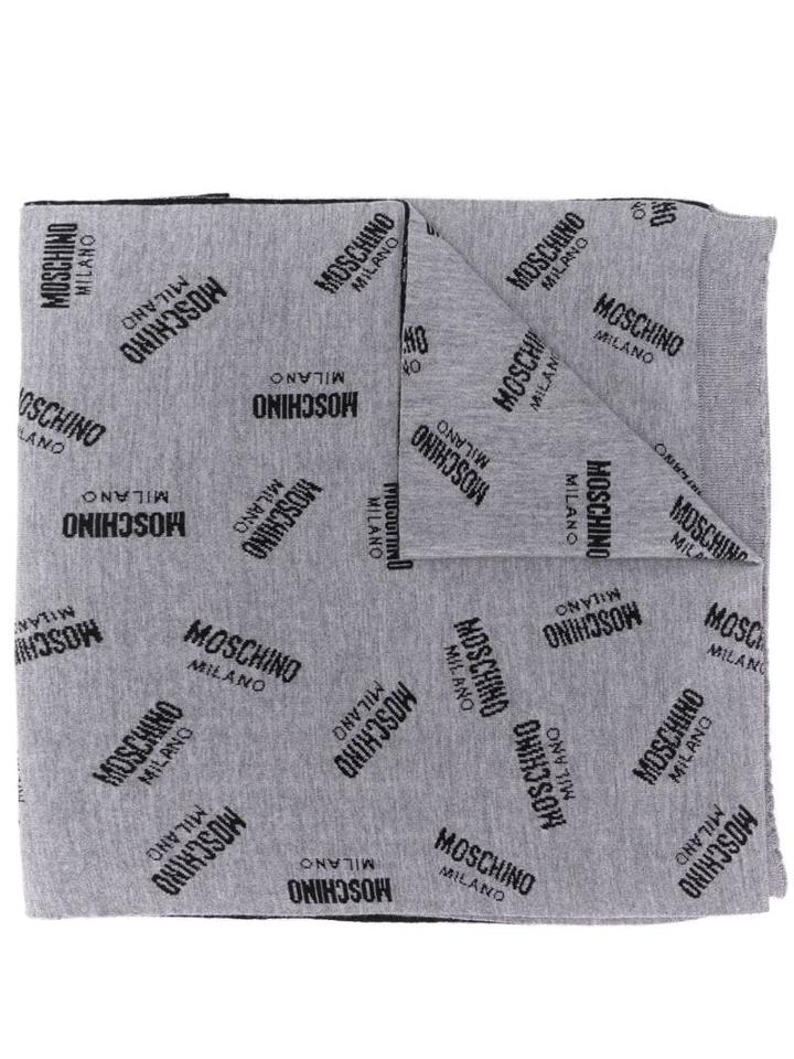 Moschino Milano Logo Intarsia Scarf - Grey