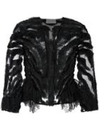 Alberta Ferretti Sheer Cropped Jacket, Women's, Size: 44, Black, Silk/polyester/polyamide
