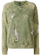 Versus - Mesh Insert Distressed Sweatshirt - Women - Cotton/metal - M, Green, Cotton/metal