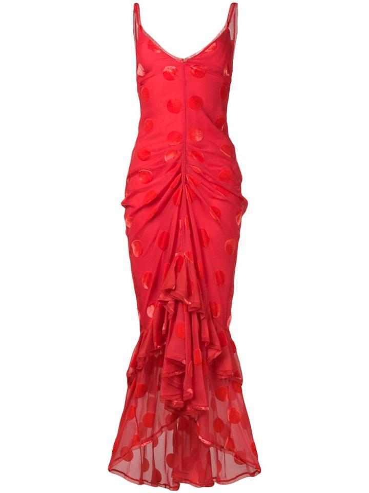 Maria Lucia Hohan Skylar Velvet Spot Maxi Dress - Red