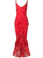 Maria Lucia Hohan Skylar Velvet Spot Maxi Dress - Red