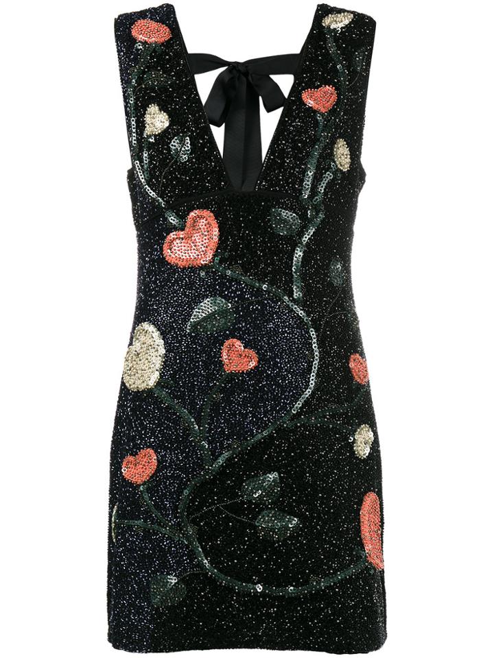 Ganni Sequinned Heart Mini Dress - Black