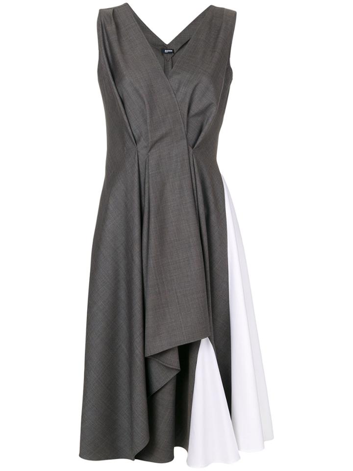 Jil Sander Navy V-neck Flared Dress - Grey
