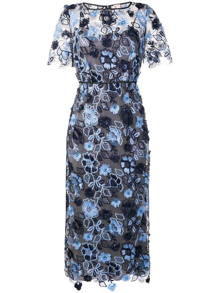 Antonio Marras Floral Embroidered Midi Dress - Blue