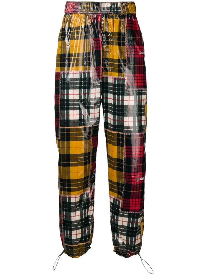 Palm Angels Checked Print Loose Trousers - Yellow