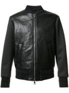 Neil Barrett Tattooed Statue Leather Bomber Jacket, Men's, Size: Small, Black, Lamb Skin/viscose/spandex/elastane