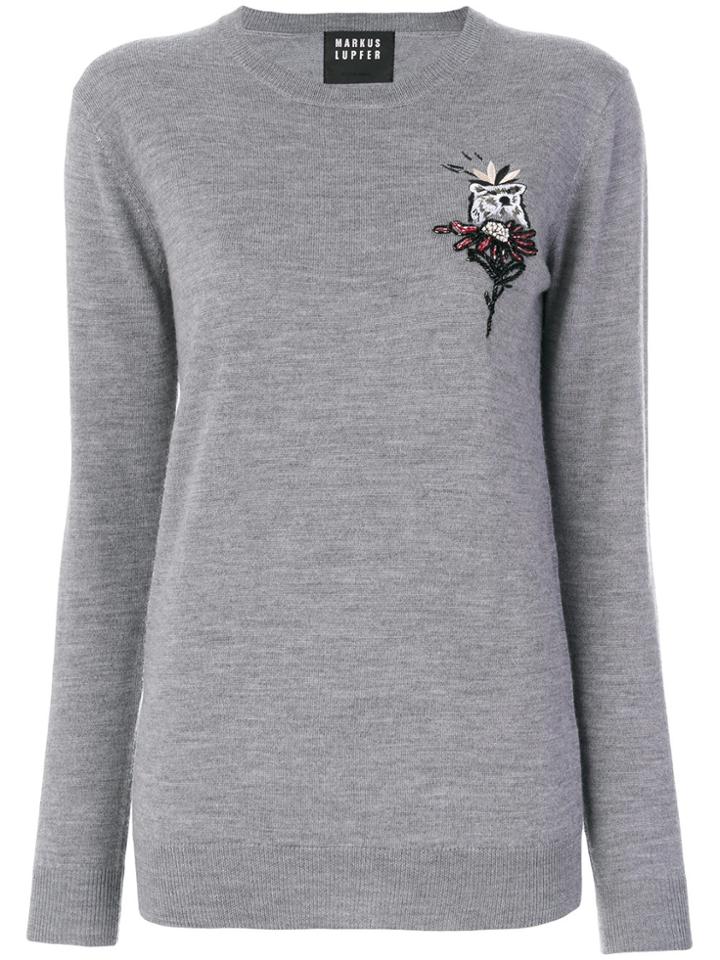 Markus Lupfer Embroidery And Sequin Polar Sweatshirt - Grey
