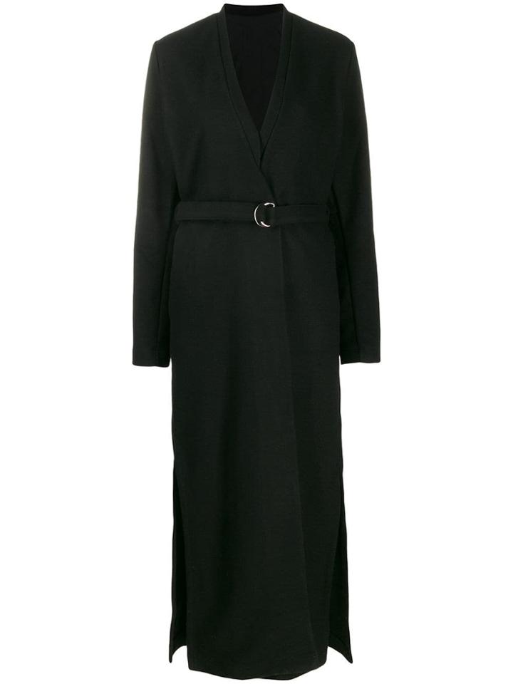 Falke Belted Wrap Front Coat - Black