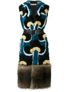 Marni Portrait Print Fur Gilet Coat - Black
