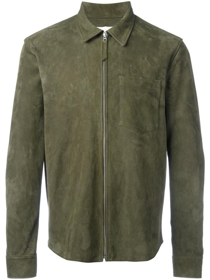 Our Legacy Zipped Suede Jacket, Men's, Size: Large, Green, Calf Leather