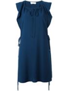 Chloé Ruffled Sleeve Dress, Women's, Size: 40, Blue, Acetate/viscose/silk