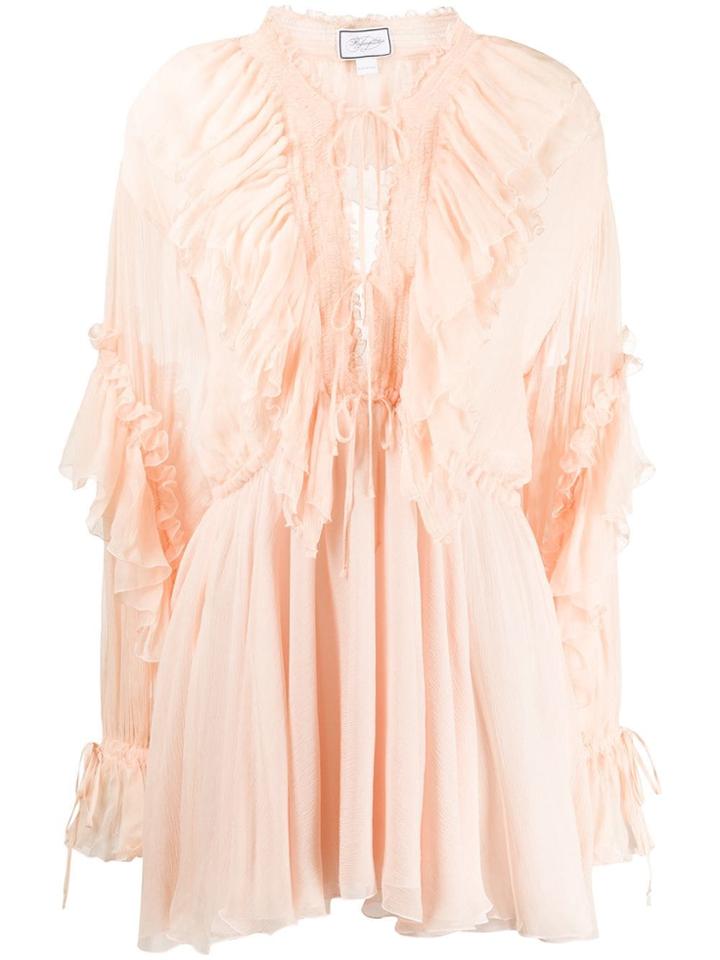 Redemption Ruffled Design Mini Dress - Neutrals