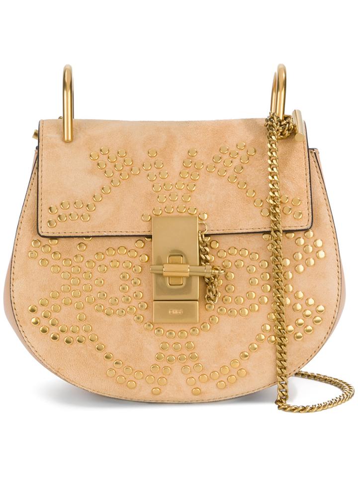 Chloé Constellation Studded Drew Shoulder Bag - Nude & Neutrals