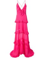 Nicole Miller Tiered Ruffle Gown - Pink & Purple