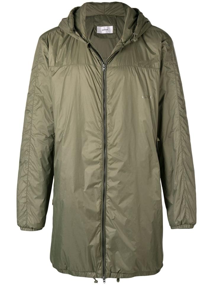 Mauro Grifoni Zip Hooded Coat - Green