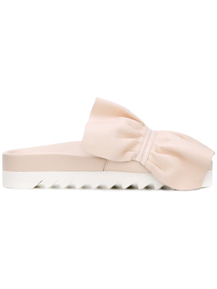 Joshua Sanders Ruffle Detail Slides - Nude & Neutrals