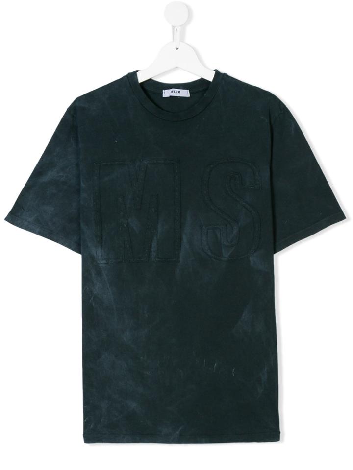 Msgm Kids Logo Embroidered T-shirt - Black