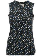 Jason Wu Floral Print Sleeveless Ruched Blouse - Black